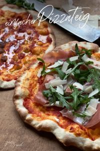 Pinterest Pin für einen Pizzateig für eine knusprige, dünne Pizza