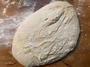 Fougasse-Teig falten