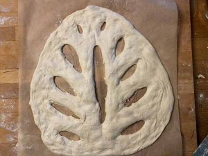 Fougasse Teig formen