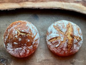 Vergleich der Backergebnisse, Dinkelbrot mit unterschiedlicher Wassermenge