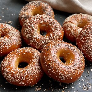 Bagels mit typischer Kruste und feinporiger Krume