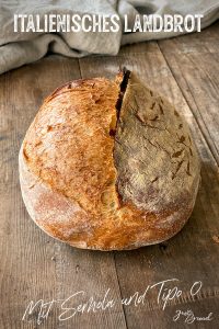 Italienisches Landbrot mit Hartweizenmehl und Tipo 0