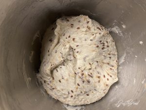 Teig vor dem Gehen, Leinsamen-Buttermilch-Brot