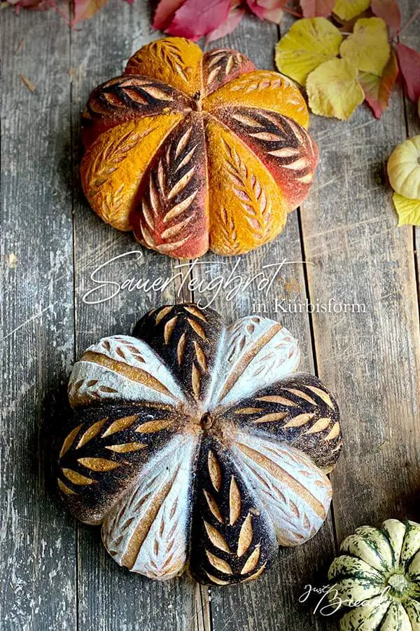 Sauerteigbrot in Kürbisform zum World Bread Day