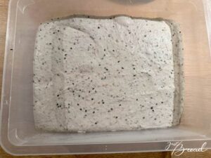 Teig nach 2 Stunden, bevor er in den Kühlschrank kommt.